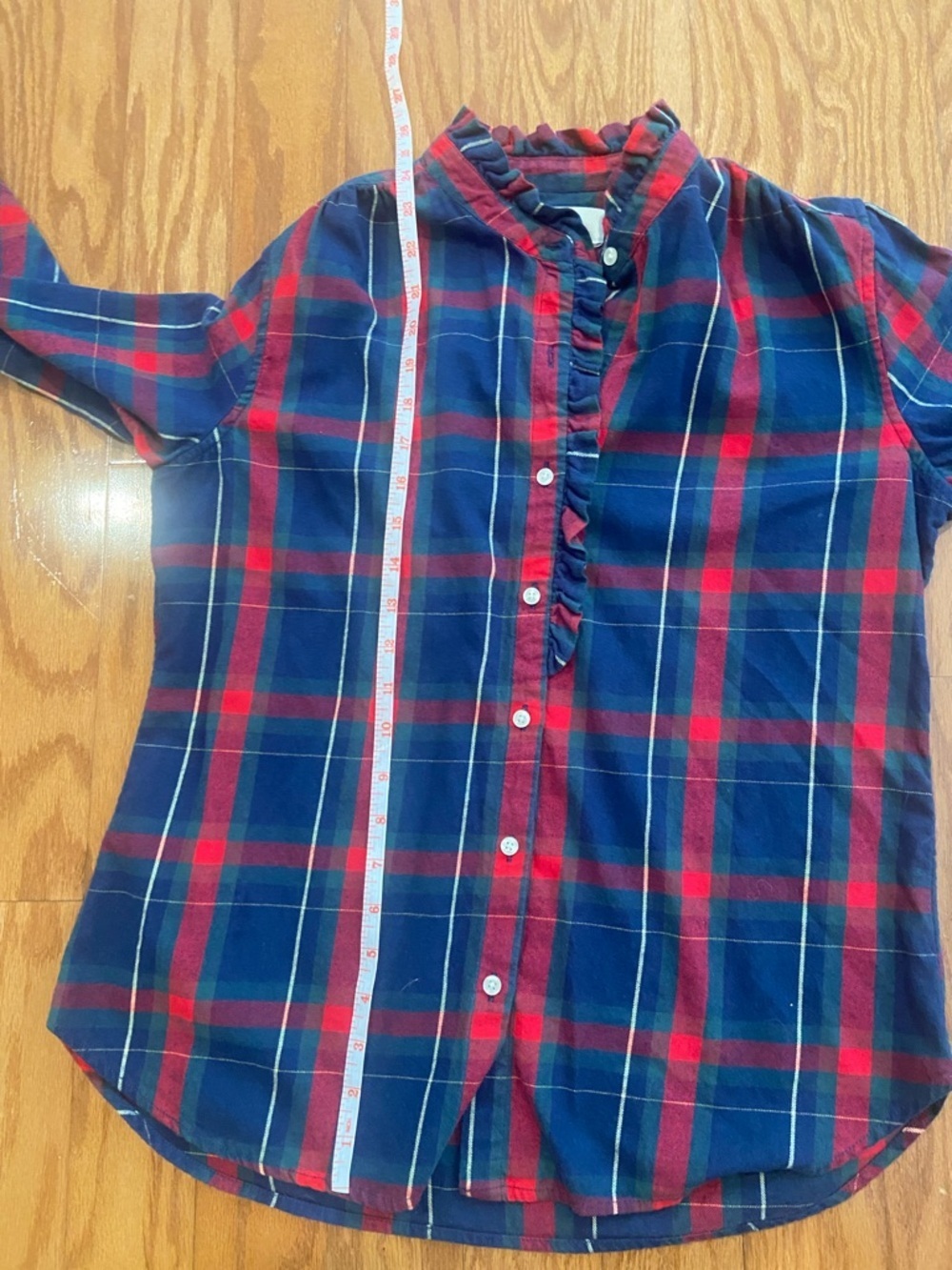 Trovata Michelle Plaid Blouse Birds of Paradis Ruffle Collar Cotton Top Size S - Picture 8 of 9